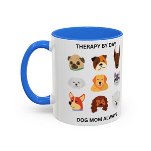 Caneca "Terapia Durante o Dia - Mãe de Cachorro Sempre" | Ilustrações de Rostos de Raças de Cães imagem 14