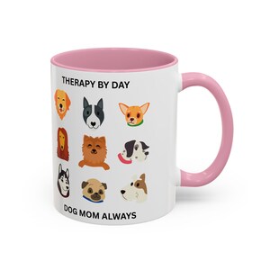 Caneca "Terapia Durante o Dia - Mãe de Cachorro Sempre" | Ilustrações de Rostos de Raças de Cães imagem 11