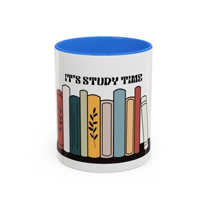 It's Study Time Book Stack Mug | Colorful Bookshelf Coffee Mug image 4