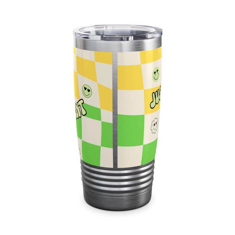 Just One More Party Tumbler | Checkered Smiley Design, 20oz image 7