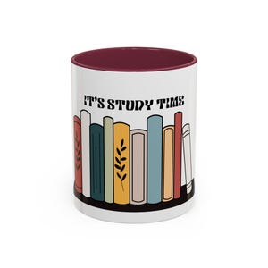 It's Study Time Book Stack Mug | Colorful Bookshelf Coffee Mug image 6