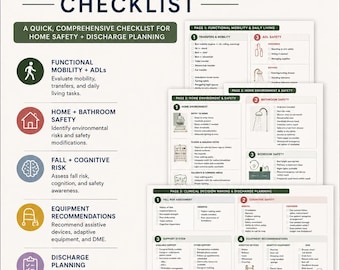 OT Home Safety Checklist | Safe Discharge Planning Assessment | Occupational Therapy Home Evaluation | 3-Page Printable PDF
