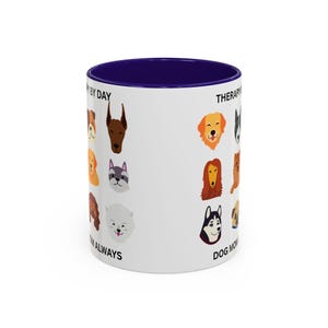 Caneca "Terapia Durante o Dia - Mãe de Cachorro Sempre" | Ilustrações de Rostos de Raças de Cães imagem 18