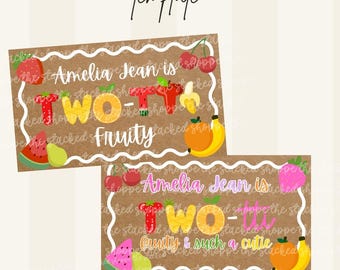 Two-tti Fruity Birthday Banner Template, Digital Download