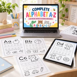 Alphabet Tracing Worksheets A-Z, Preschool Kindergarten Handwriting ...