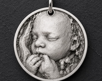 Custom Sonogram Heirloom Pendant | Baby's First Portrait in Sterling Silver
