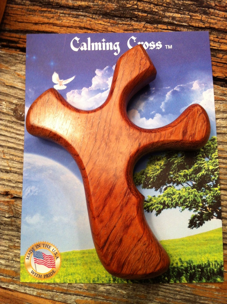 African Bubinga Wood Calming Cross image 1