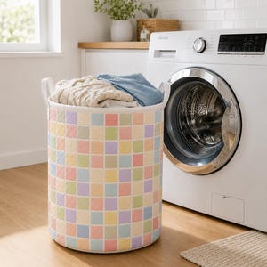 Quilted Fabric Diamond Pattern, Pastel Colored Squares, Patchwork Fabric, Sewing Material