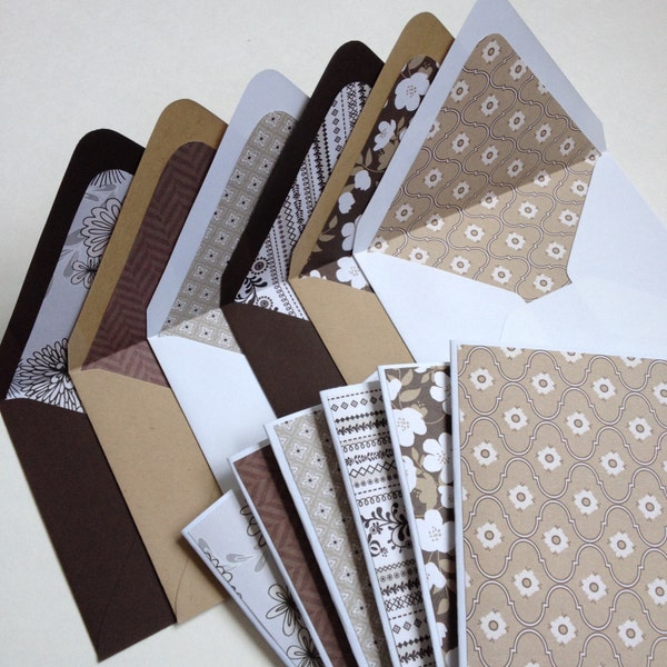 6er Set / / Blank Hinweis-Karten-Set / / handgefertigte Umschläge / / Blank Briefpapier / / Neutral Briefpapier / / gefütterte Umschläge / / dekorative Umschläge