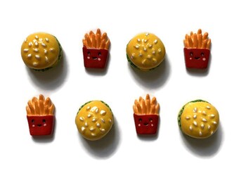 Burger & Fries Magnets + Tin | Fridge Magnets | Kawaii Magnets | Refrigerator Magnets | Fake Food Magnets | McDonalds Magnets | #E1