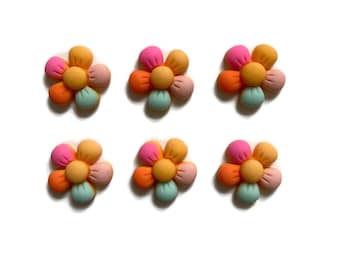 Floral Magnets + Tin | Flower Magnets | Fridge Magnets | Refrigerator Magnets | Bright Magnets | Orange Floral Magnet | Flower Magnets | #I1