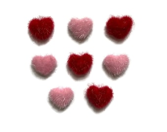 Fuzzy Heart Magnets + Tin | Fridge Magnets | Kawaii Magnets | Refrigerator Magnet | Valentine Magnets | Cute Heart Magnets | Pink Red | #H2