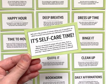 52 Self-Care Ideas | Self-Care Coupons | Self-Care Cards | Mental Health Cards | Gift For Self | Gift For Her | Gift for Mom | Self Care