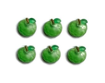 Green Apple Magnets + Tin | Fridge Magnets | Kawaii Magnets | Refrigerator Magnet | Fruit Magnets | Apple Decor | Apple Magnets | #D2