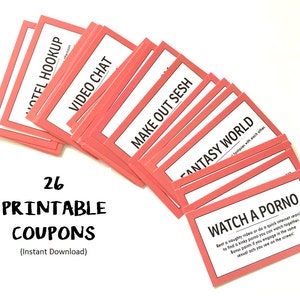 26 DRUCKBARE Sex Coupons // Freche Sex Gutscheine / Perverse Sex Karten / Sex Ideen / Kinky Coupons / Valentinstag Geschenk / Freches Geschenk