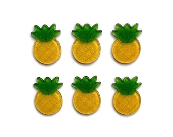 Pineapple Magnets + Tin | Fridge Magnets | Kawaii Magnets | Refrigerator Magnet | Fruit Magnets | Pineapple Decor | Glitter Pineapples | #D2