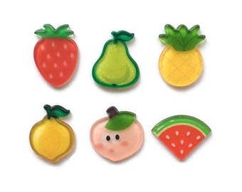 Fruit Magnets + Tin | Fridge Magnets | Kawaii Magnet | Refrigerator Magnet | Fruity Magnets | Fruit Decor | Resin Magnet | Food Magnet | #D2