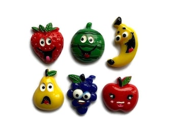 Fruit Magnets + Tin | Funny Fruit Magnets | Fridge Magnets | Refrigerator Magnet | Fruit Magnets | Funny Magnets | Fruit Face Magnets | #D2
