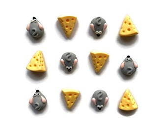 Mice & Cheese Magnets + Tin | Fridge Magnets | Kawaii Magnets | Refrigerator Magnets | Tiny Magnets | Mouse Magnets | Cheese Magnets | #G2
