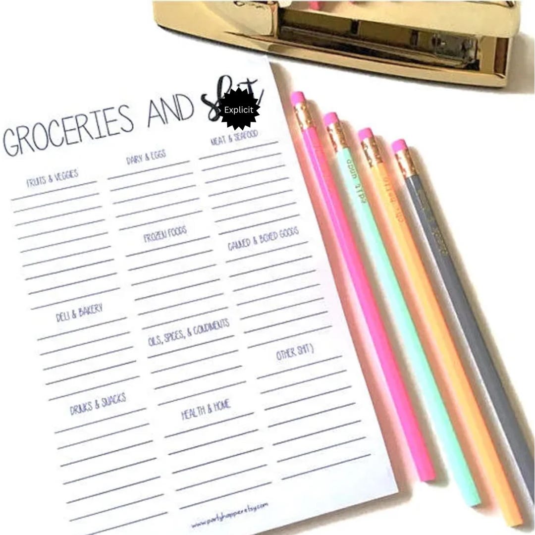 Groceries & Sh*t Notepad | Category Grocery List | Snarky Magnetic ...