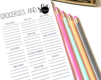 Groceries & Sh*t Notepad | Category Grocery List | Snarky Magnetic Notepad | Funny Grocery List | Fridge List With Common Grocery Categories