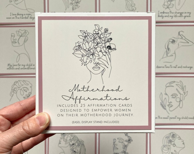 25 Motherhood Affirmation Cards With Stand | Inspirational Quote Prints | Motivational Affirmations Set | Mother's Day | Gift For New Mom