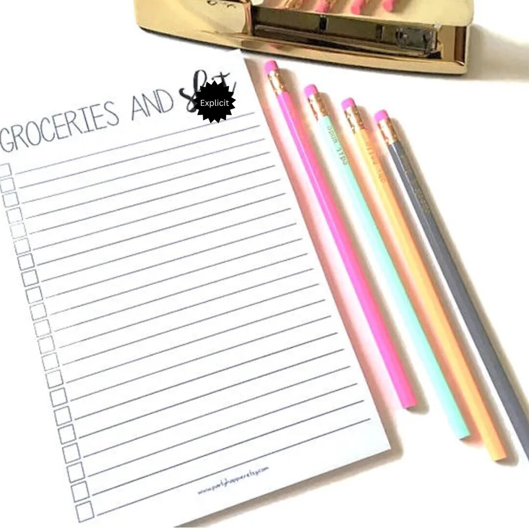 Notepad With Checkboxes Groceries & Sh*t Notepad | Lined Grocery List | Notepad With Checkboxes ...