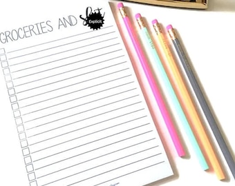 Groceries & Sh*t Notepad | Lined Grocery List | Notepad With Checkboxes | Magnetic List For Fridge | Shopping List | Paper Gift For Mom