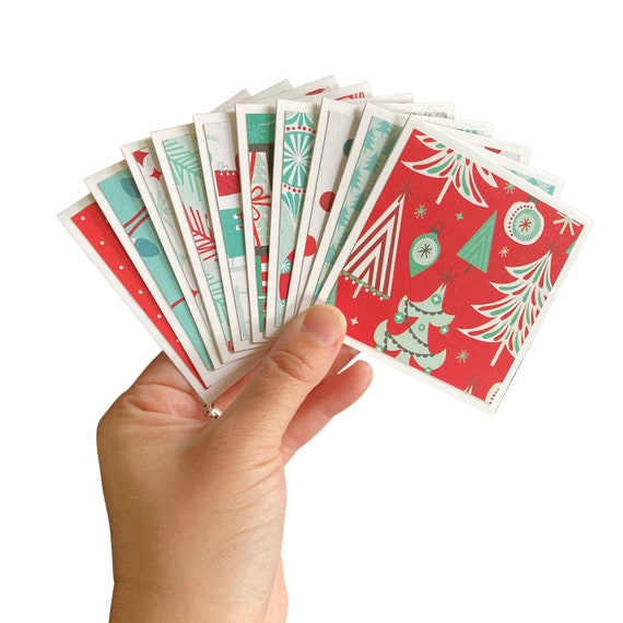 10 Mini Christmas Cards 3x3 Mini Note Cards Mini Notecard Mini Cards Cards  & Envelopes Mini Square Card Cute Card Winter Cards 