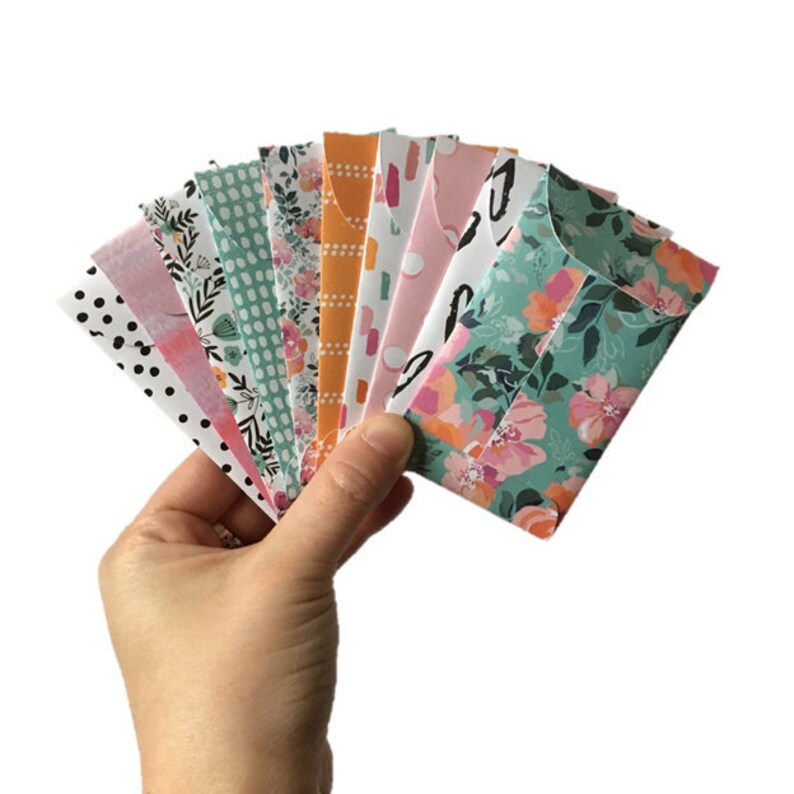 Set of 10 Gift Card Holders Gift Card Envelopes Mini Envelopes Floral Envelopes Pink Orange Blue Envelopes Gift Envelopes
