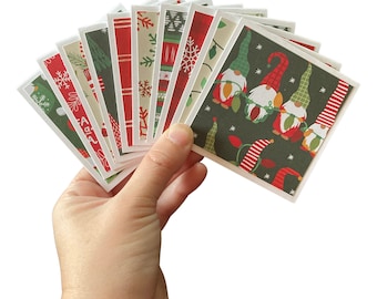 10 Mini Christmas Cards | 3x3 Mini Note Cards | Mini Notecard | Mini Cards | Cards & Envelopes | Mini Square Card | Winter Gnome Cards