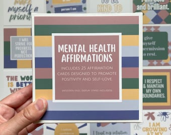 25 Mental Health Affirmations | Affirmation Cards with Stand | Inspirational Prints | Affirmation Quotes | Motivational Cards | Empowerment