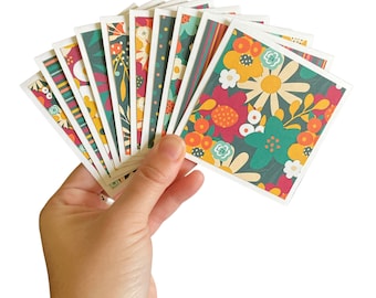 10 Mini Floral Cards | 3x3 Mini Note Cards | Mini Notecards | Cute Floral Cards | Cards & Envelopes | Mini Square Cards | Floral Note Cards