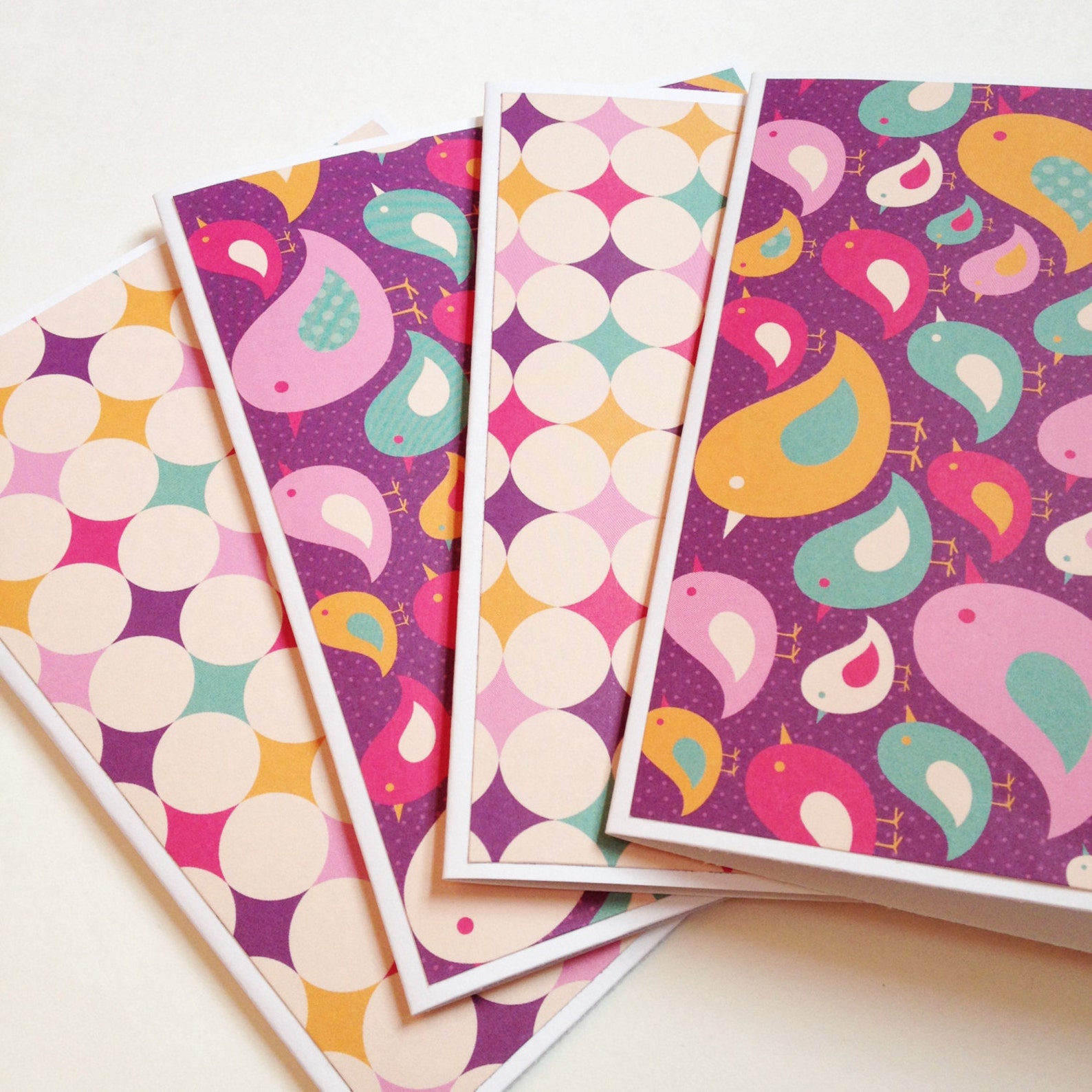 Set of 4 // Blank Note Card Set // Lined Envelopes // Etsy