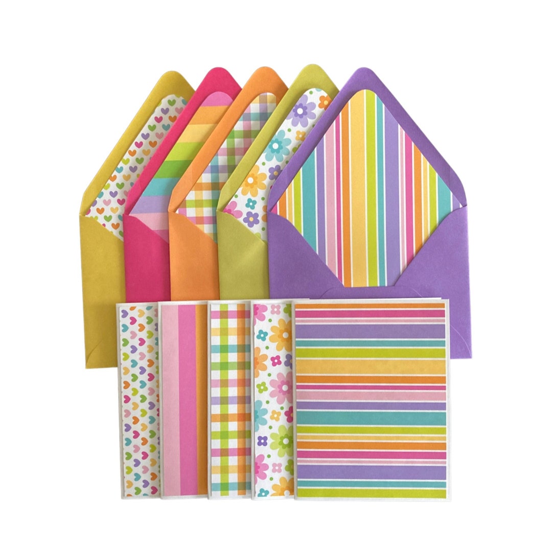 5 Blank Note Cards & Lined Envelopes | Blank Note Card Set | Blank ...