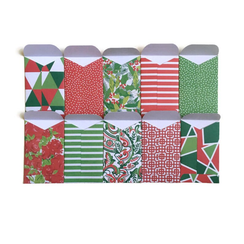 Set of 10 // Gift Card Holders // Mini Christmas Envelopes // Etsy