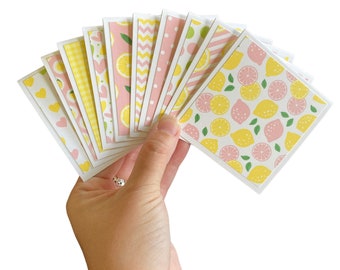 10 Mini Fruit Cards | 3x3 Mini Note Cards | Mini Notecards | Pink Lemonade Cards | Cards & Envelopes | Mini Square Cards | Mini Stationery