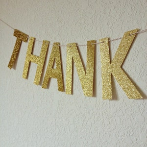 Glitter Thank You Banner // Glitter Banner // Gold Glitter Banner ...