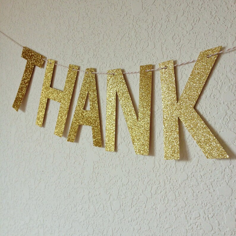 Glitter Thank You Banner // Glitter Banner // Gold Glitter | Etsy