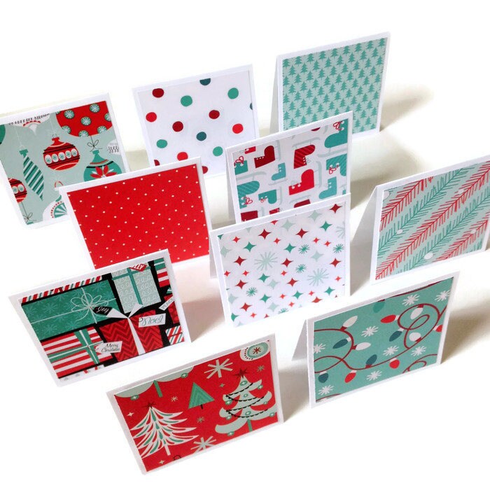 Set of 10 // 3x3 Mini Christmas Cards w/ Envelopes / Mini Note Etsy