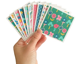 10 Mini Spring Cards | 3x3 Mini Note Cards | Mini Notecards | Bright Note Cards | Cards & Envelopes | Mini Square Card | Cute Stationery