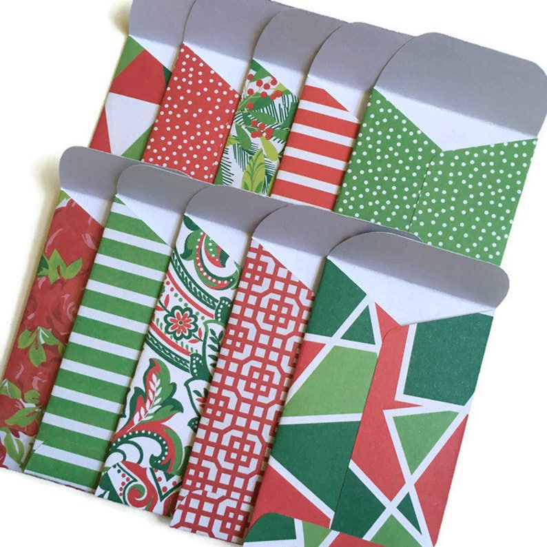 Set of 10 // Gift Card Holders // Mini Christmas Envelopes // Etsy