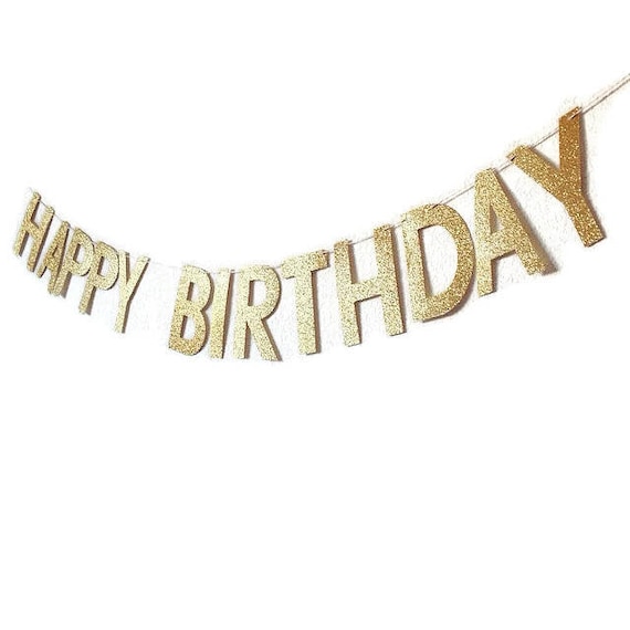 Gold Happy Birthday Banner // Custom Birthday Banner // Etsy