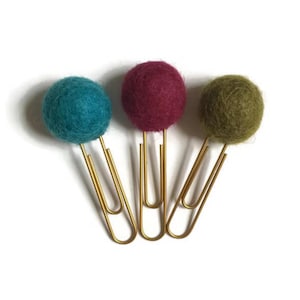 3 Planner Paper Clips / Planner Pom Poms / Planner Pom Clips / Planner Bookmarks / Planner Page Marker / Planner Clips / Pom Paper Clips