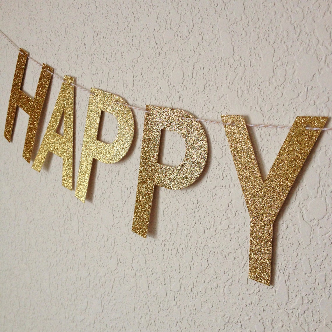 Glitter Happy New Year Banner // Glitter Banner // Gold Glitter Banner ...