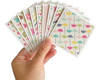 10 Mini Spring Cards | 3x3 Mini Note Cards | Mini Notecards | Girl Note Cards | Cards & Envelopes | Mini Square Card | Cute Mini Stationery
