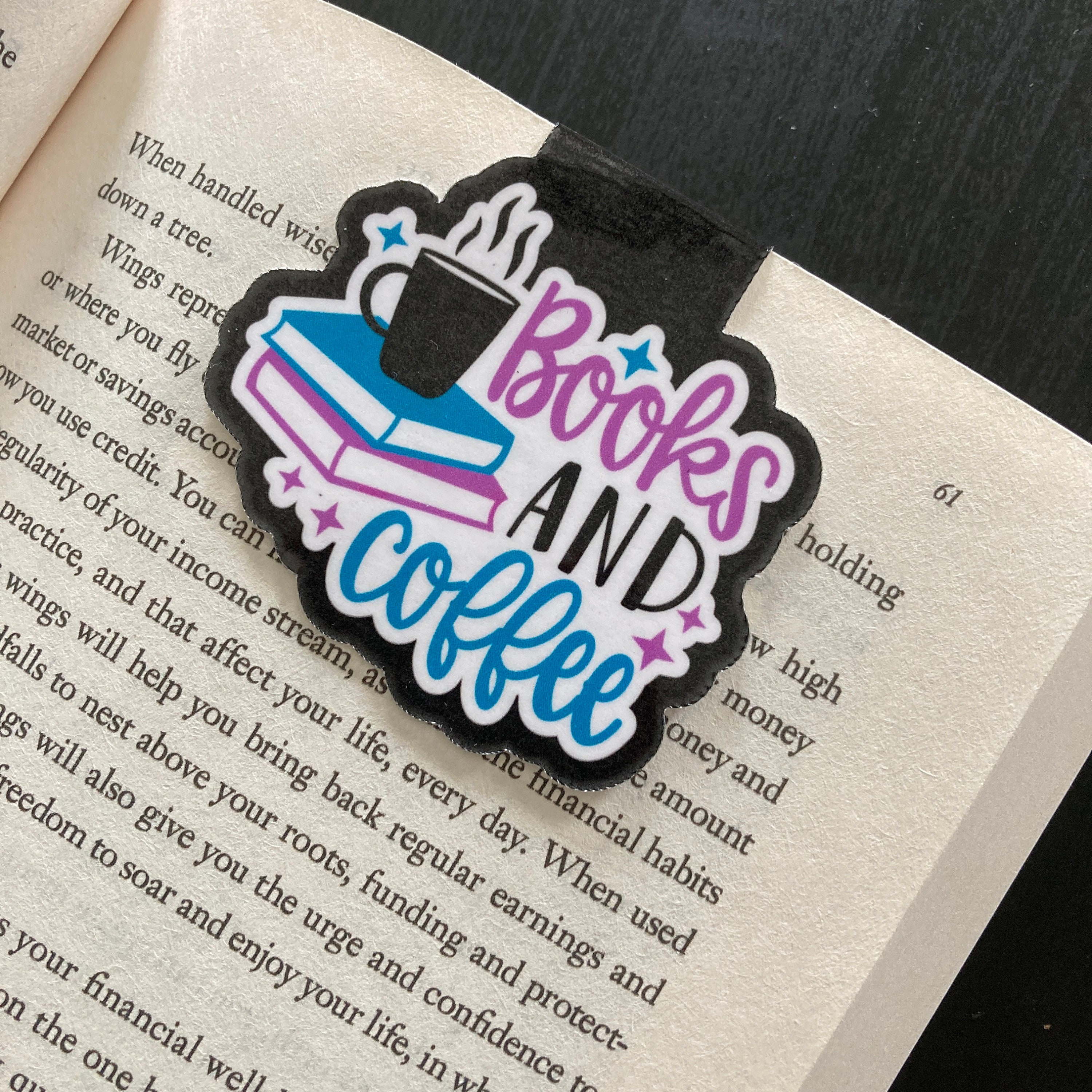 Magnetic Bookmark | Books and Coffee Bookmark | Magnetic Page Marker ...