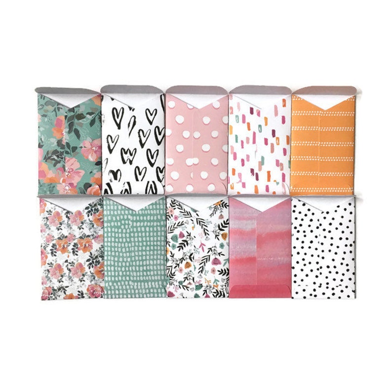 Set of 10 Gift Card Holders Gift Card Envelopes Mini Envelopes Floral Envelopes Pink Orange Blue Envelopes Gift Envelopes