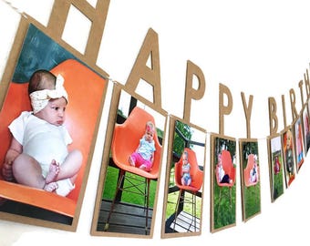 Happy Birthday Photo Banner // Happy Birthday Banner // First Birthday Photo Banner // First Birthday Banner // Photo Birthday Banner