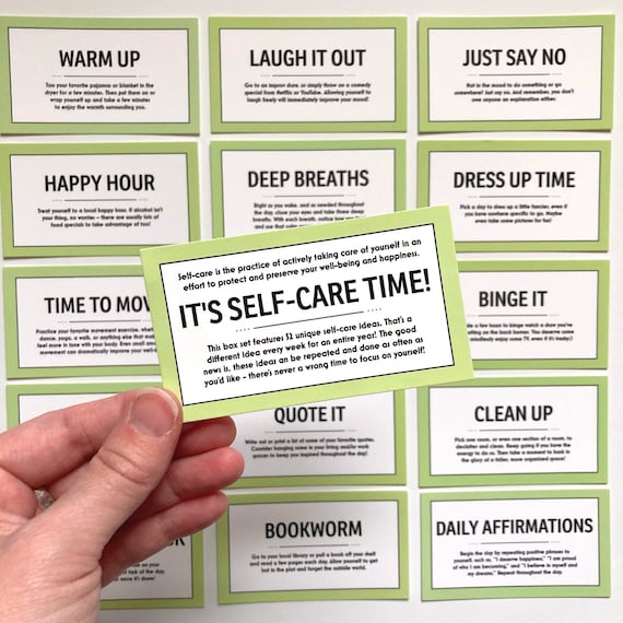 52 Self-Care Ideas | Self-Care Coupons | Self-Care Cards | Mental Health Cards | Gift For Self | Gift For Her | Gift for Mom | Self Care